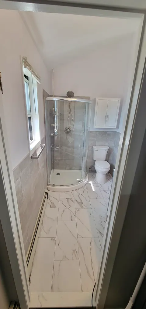Finished bathroom seen from the doorway